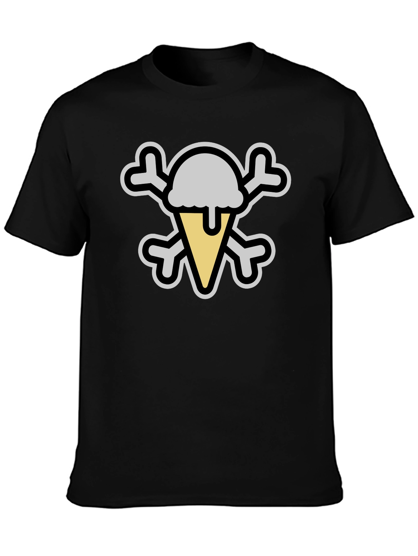 Ice Cream Skull Graphic Tee - Black Cotton T-Shirt