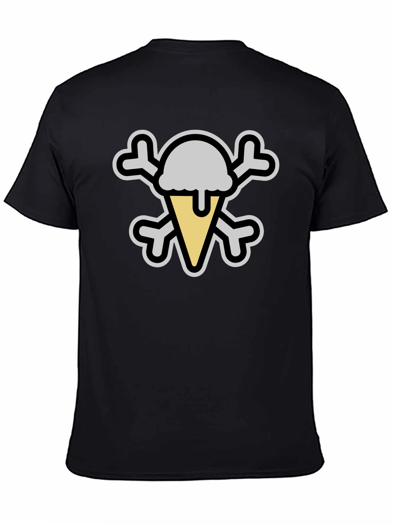 Ice Cream Skull Graphic Tee - Black Cotton T-Shirt