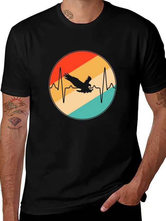 Eagle Heartbeat Graphic Tee - Stylish Black T-Shirt