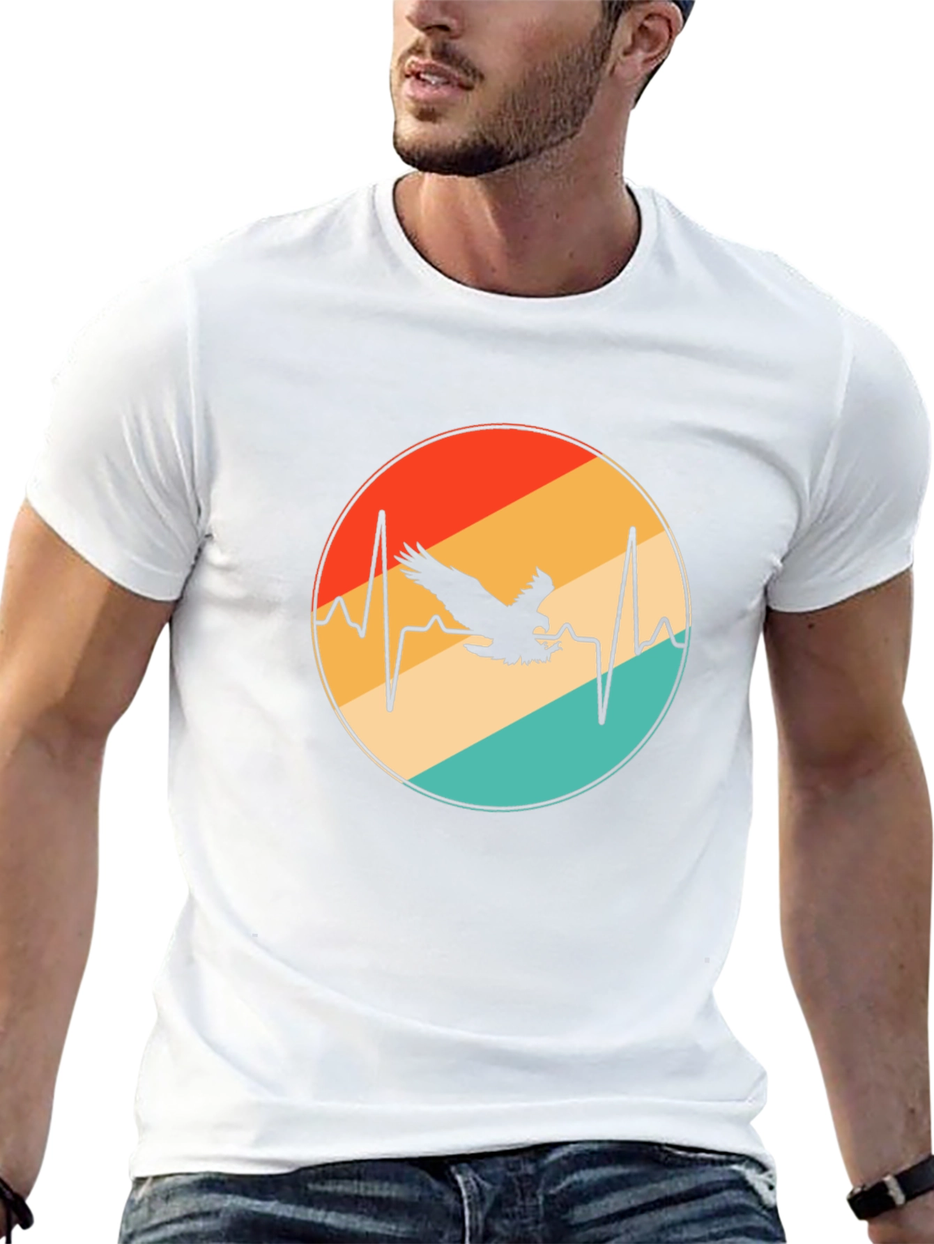 Eagle Heartbeat Graphic Tee - Stylish Black T-Shirt