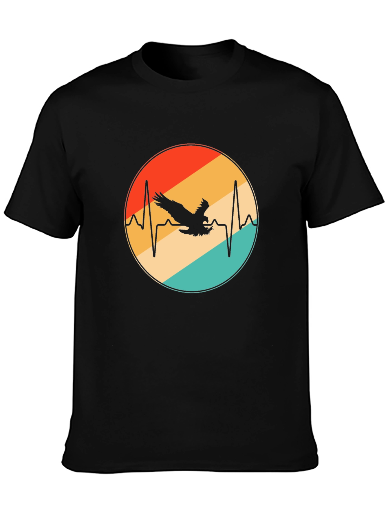 Eagle Heartbeat Graphic Tee - Stylish Black T-Shirt