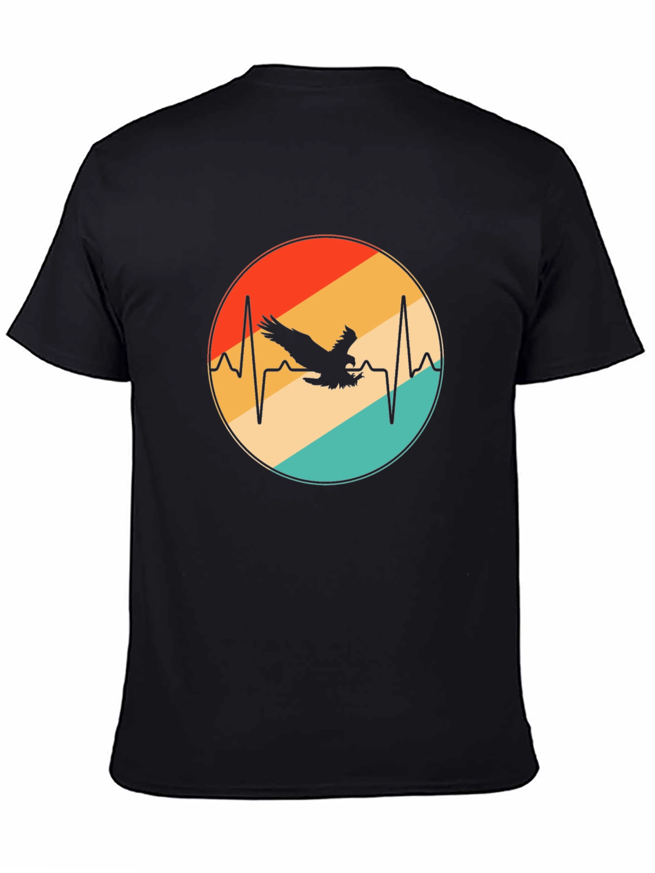 Eagle Heartbeat Graphic Tee - Stylish Black T-Shirt