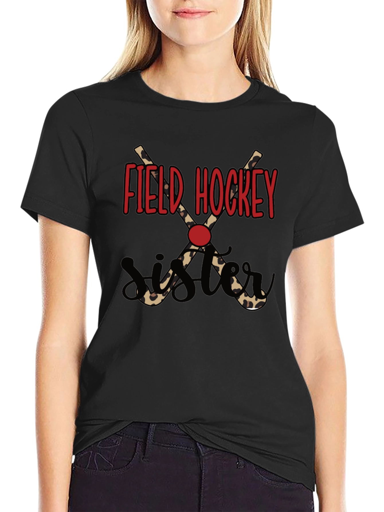 Field Hockey Sister T-Shirt - Leopard Print Sticks