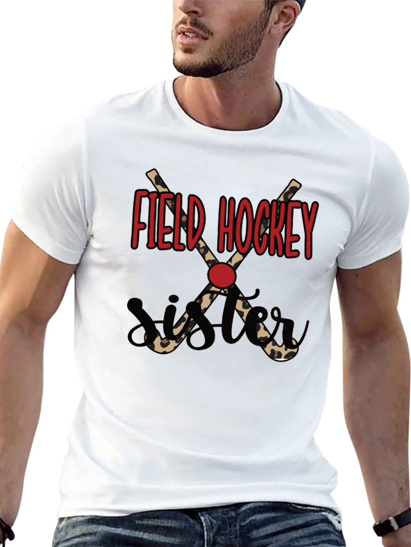 Field Hockey Sister T-Shirt - Leopard Print Sticks