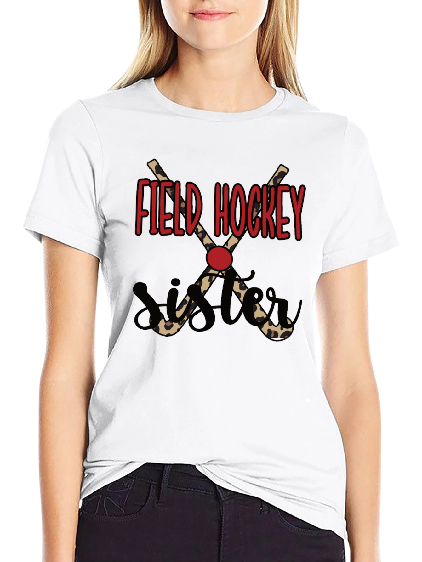 Field Hockey Sister T-Shirt - Leopard Print Sticks