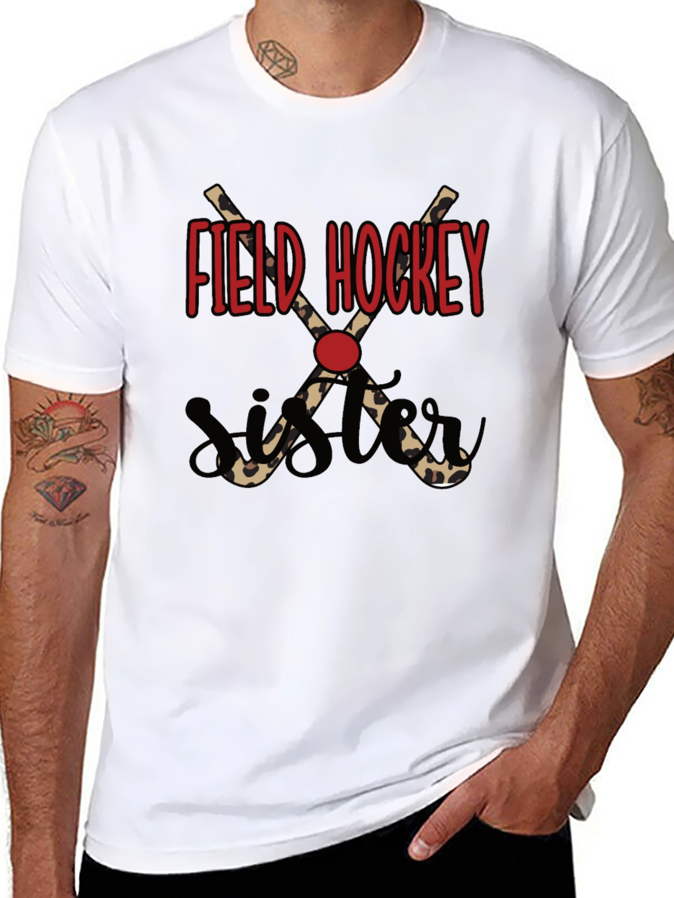 Field Hockey Sister T-Shirt - Leopard Print Sticks