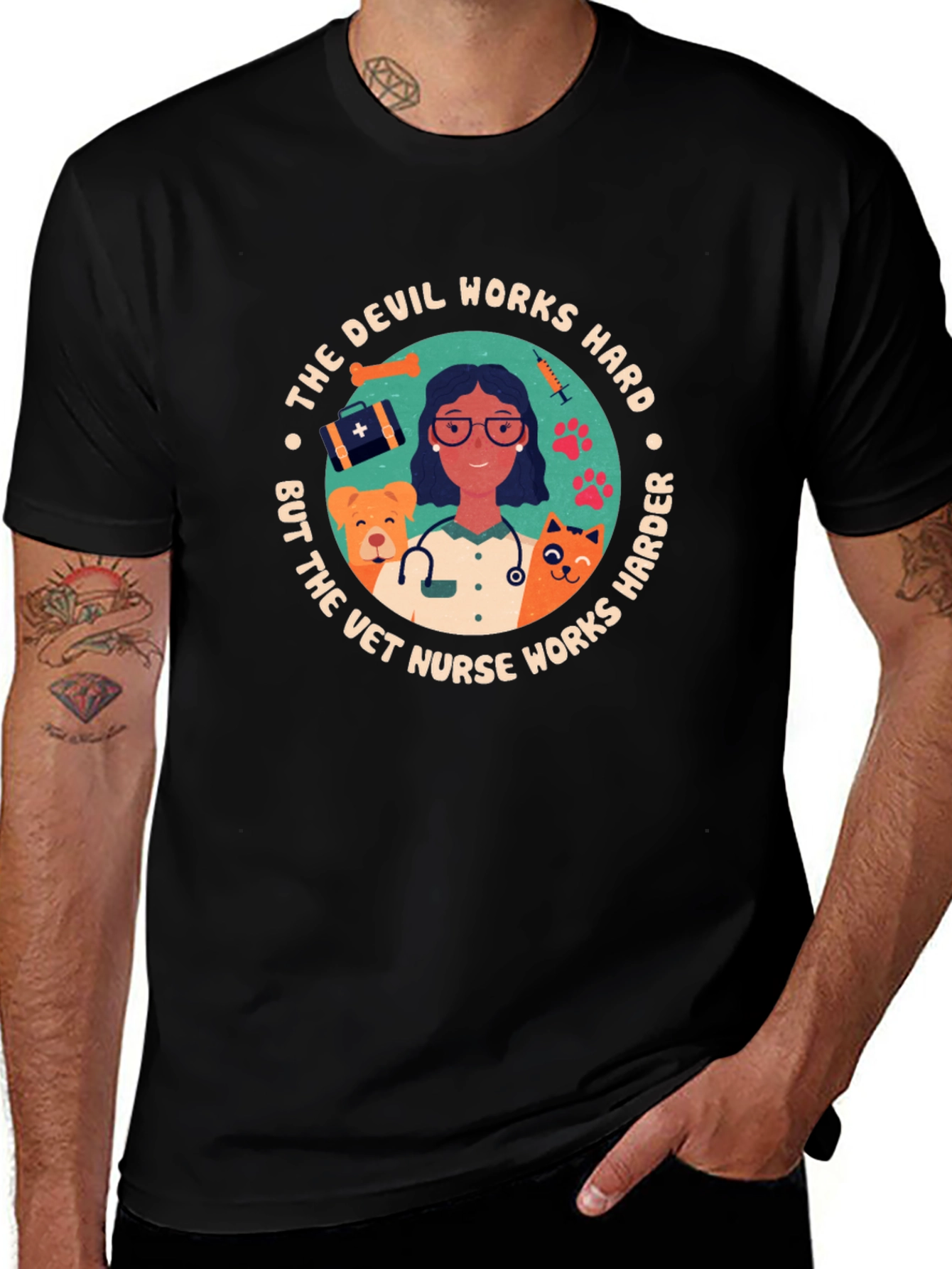 Vet Nurse T-Shirt - Devil Works Harder