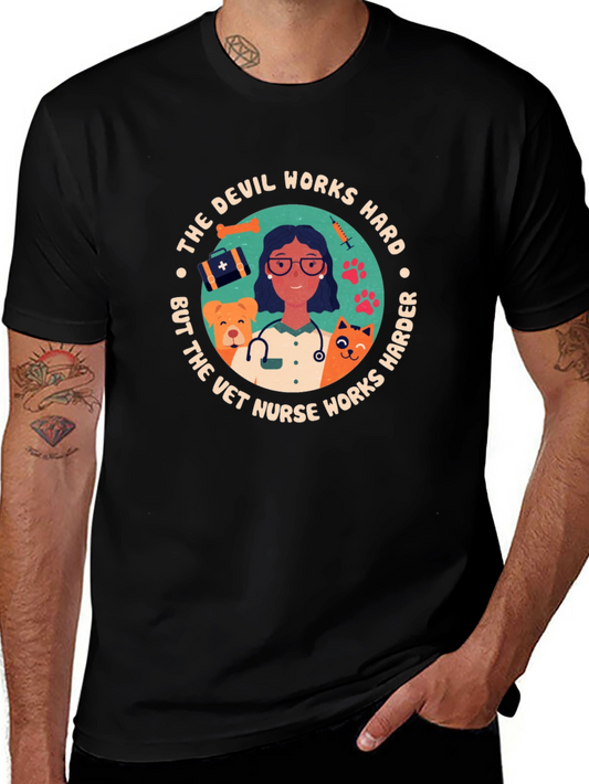 Vet Nurse T-Shirt - Devil Works Harder
