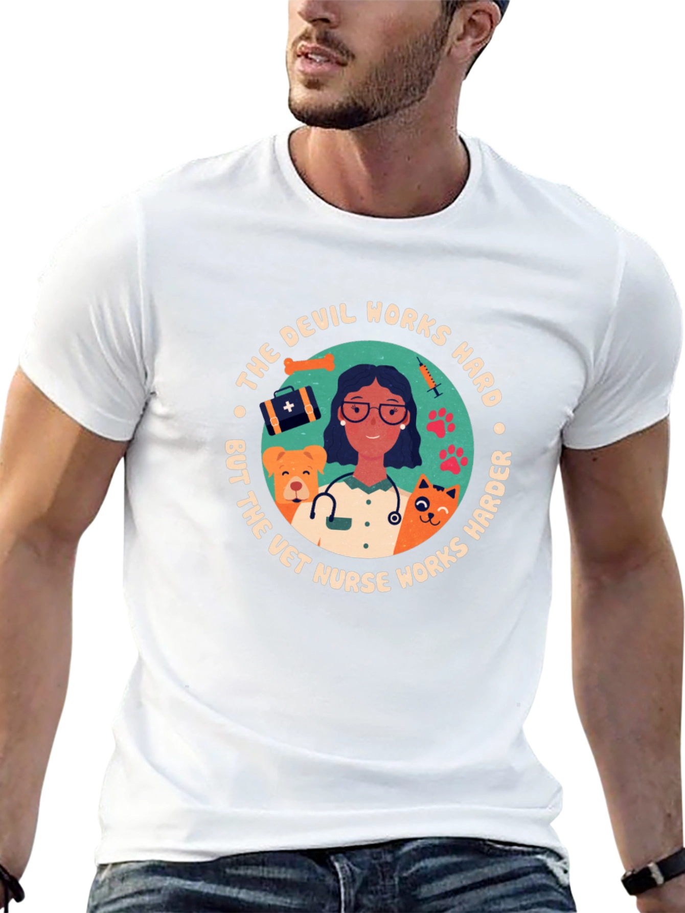 Vet Nurse T-Shirt - Devil Works Harder
