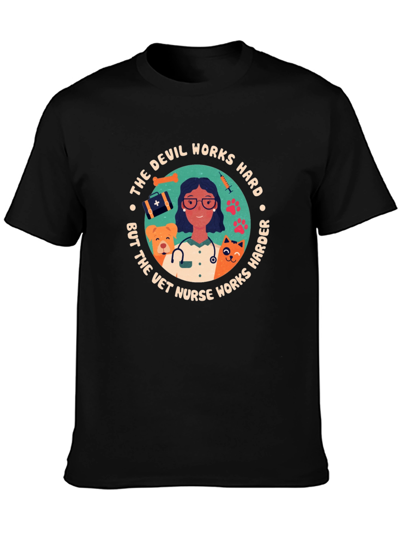 Vet Nurse T-Shirt - Devil Works Harder