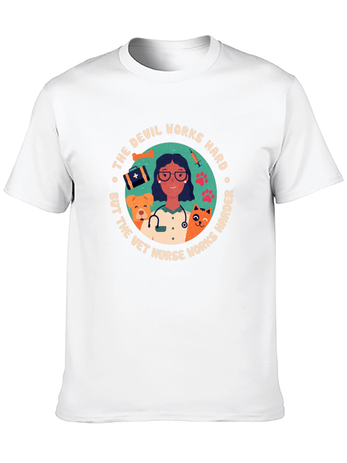 Vet Nurse T-Shirt - Devil Works Harder