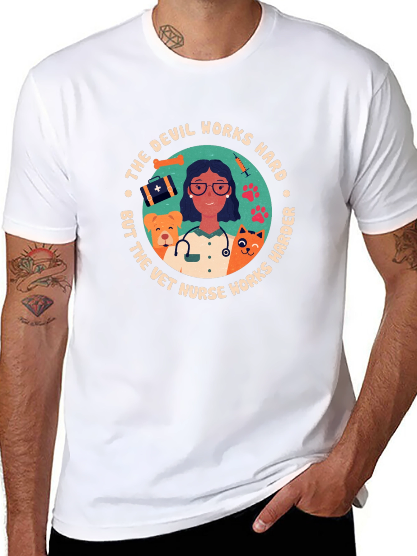 Vet Nurse T-Shirt - Devil Works Harder