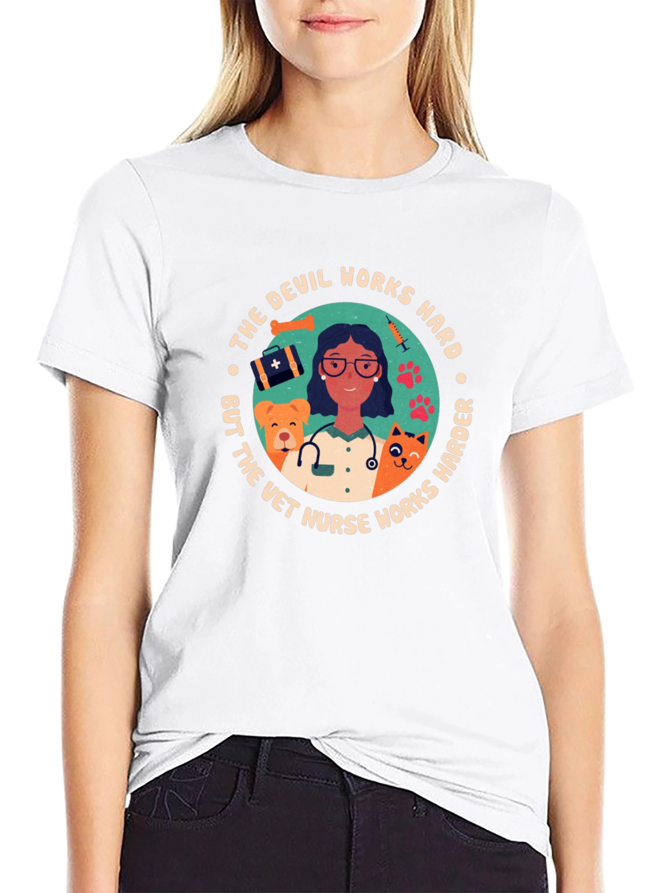 Vet Nurse T-Shirt - Devil Works Harder