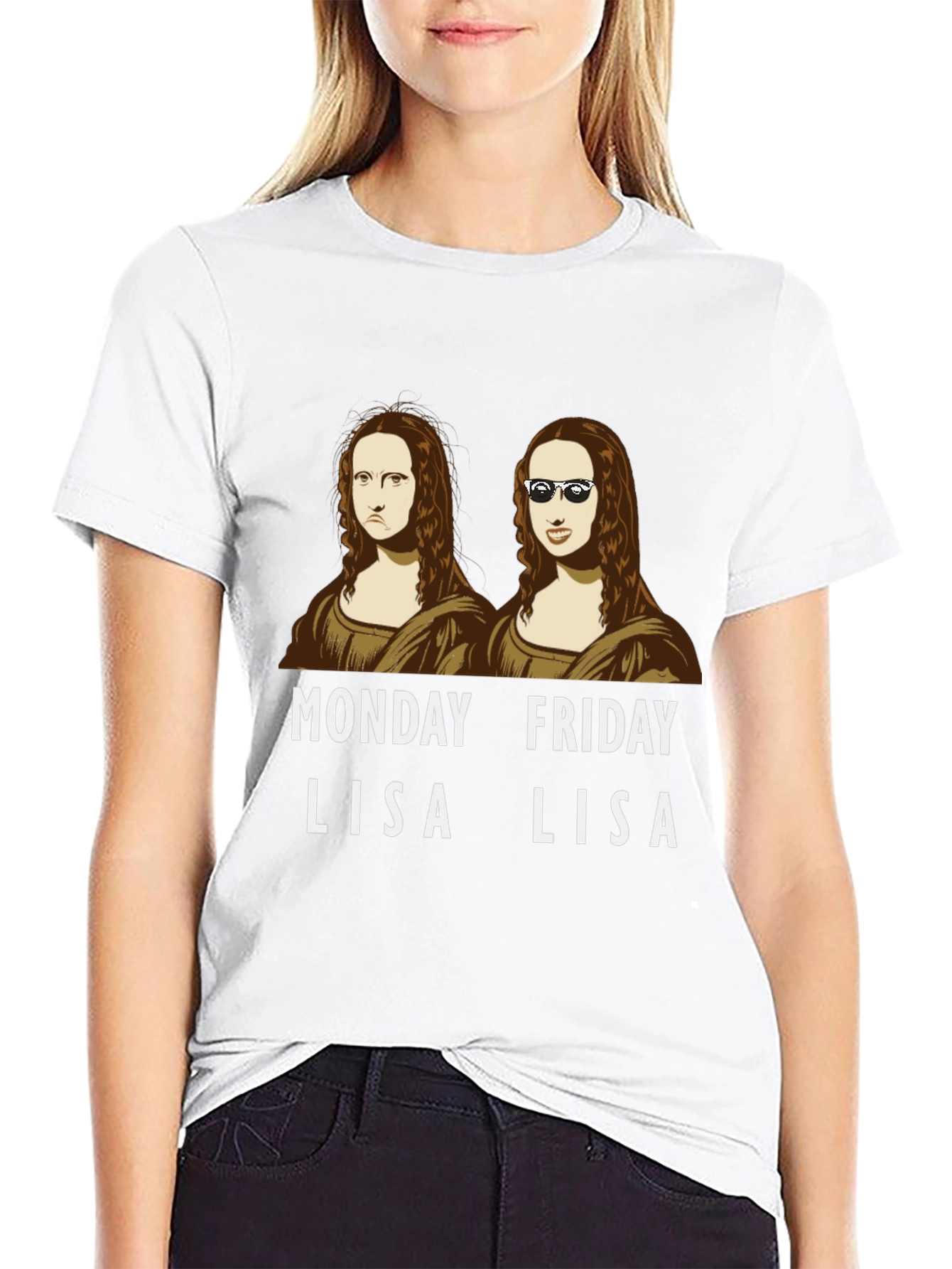 Monday Friday Lisa T-Shirt - Funny Mona Lisa Tee