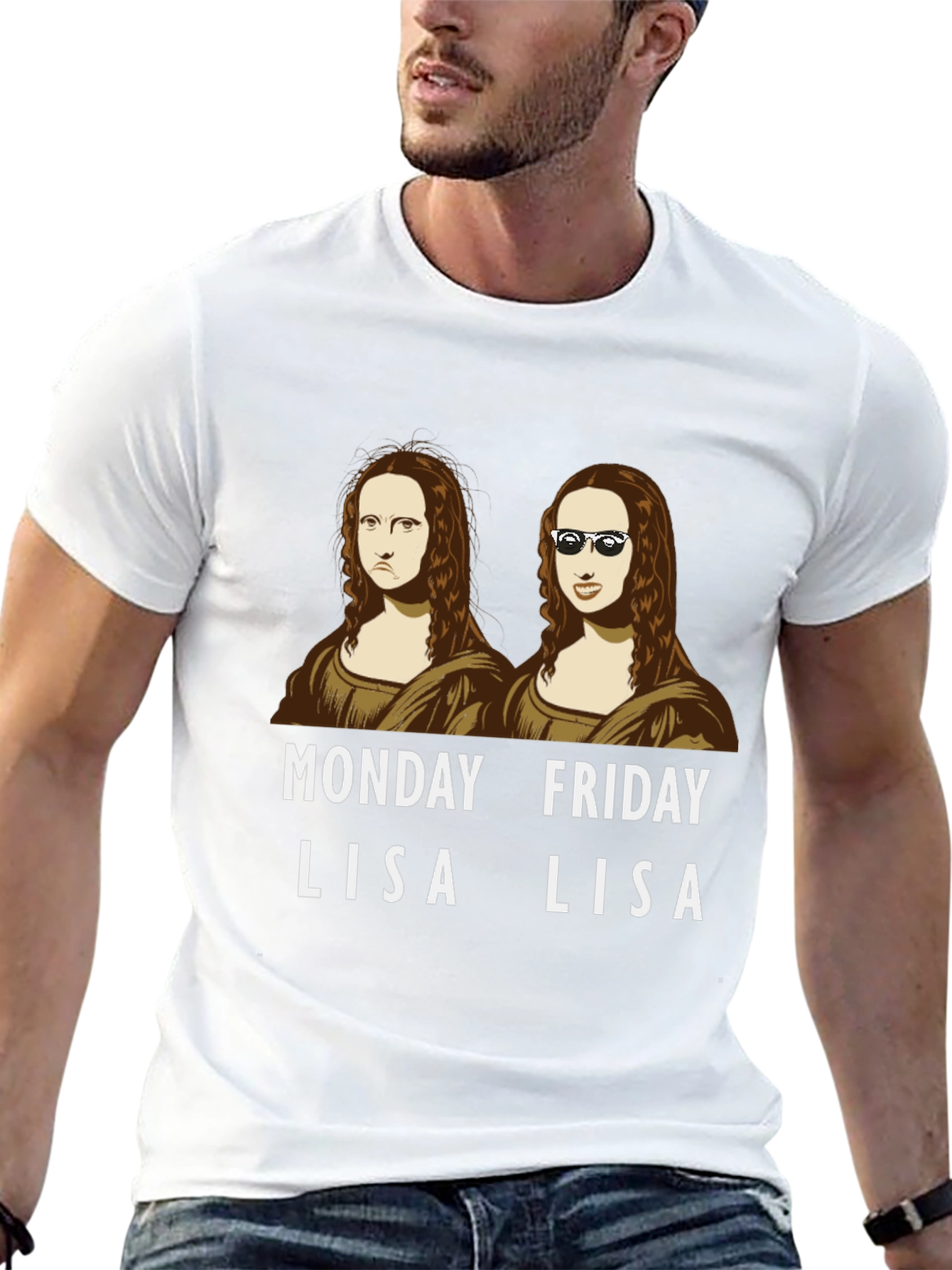 Monday Friday Lisa T-Shirt - Funny Mona Lisa Tee