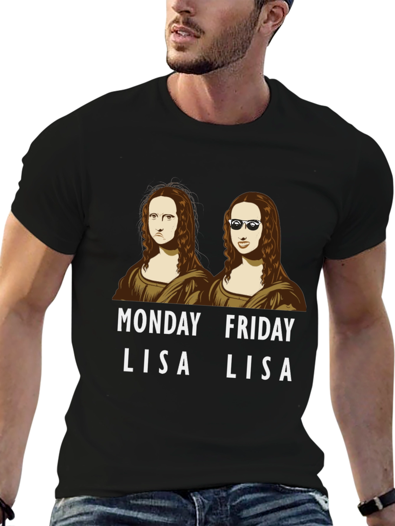Monday Friday Lisa T-Shirt - Funny Mona Lisa Tee