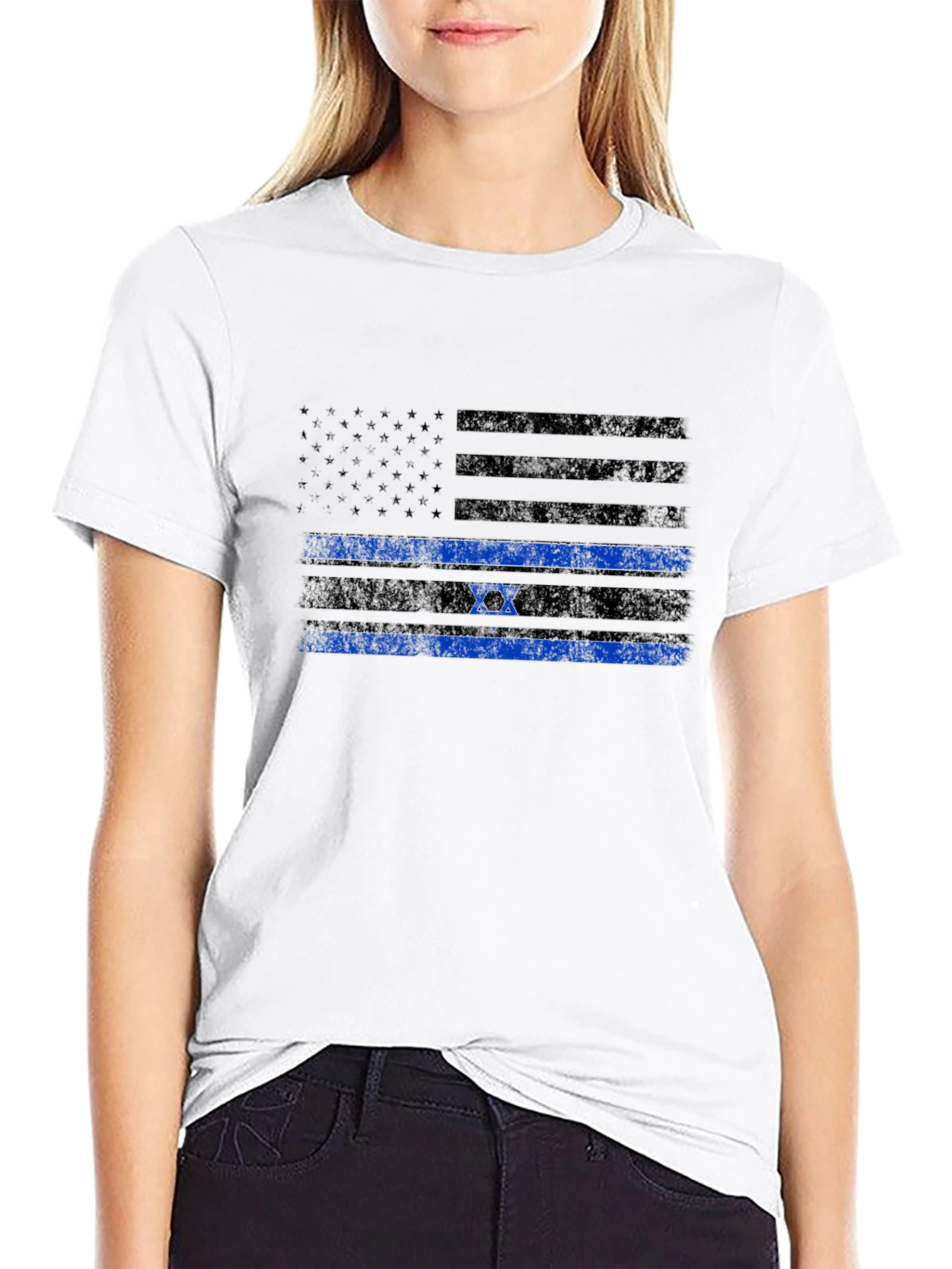 Thin Blue Line Israel Flag Mens T-Shirt