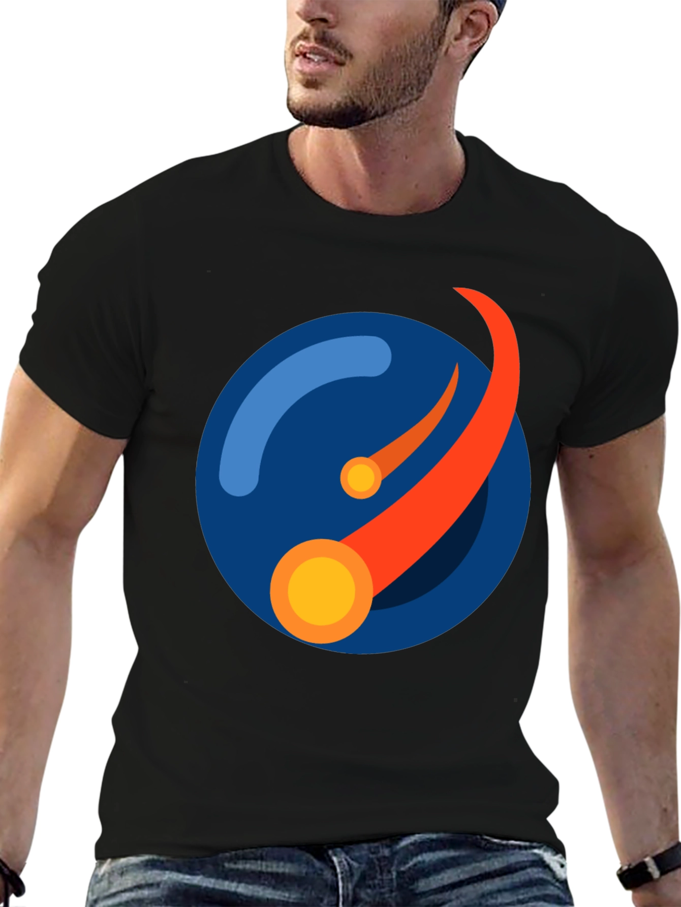 Abstract Orbit Graphic Tee - Black