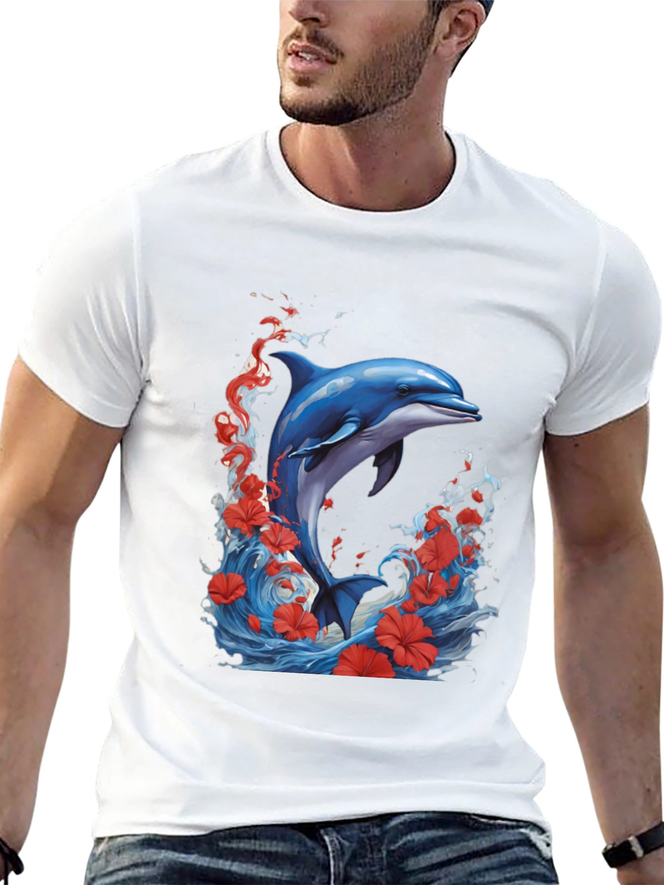 Dolphin Waves Graphic Tee - Black