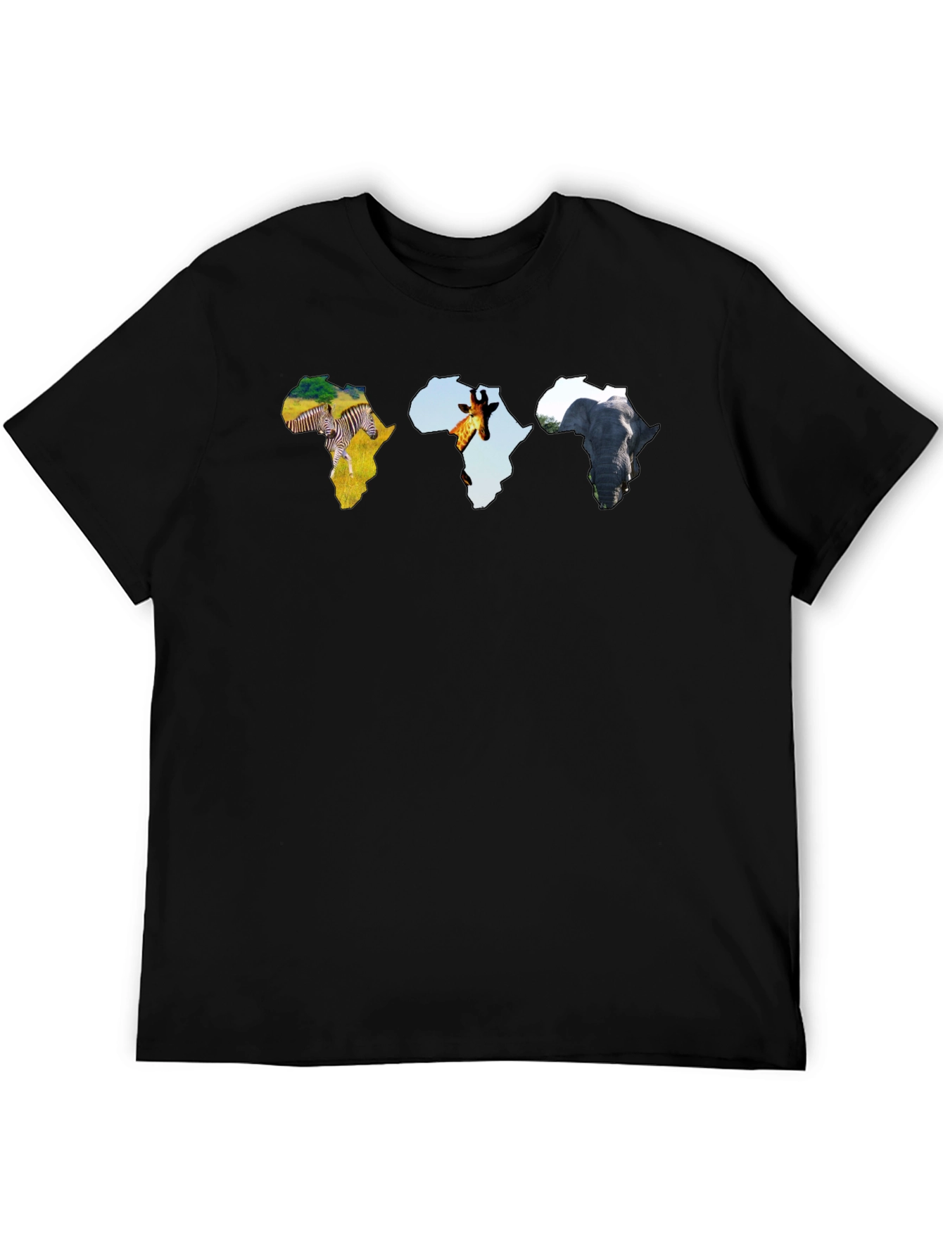 African Animals Mens Black Graphic Tee