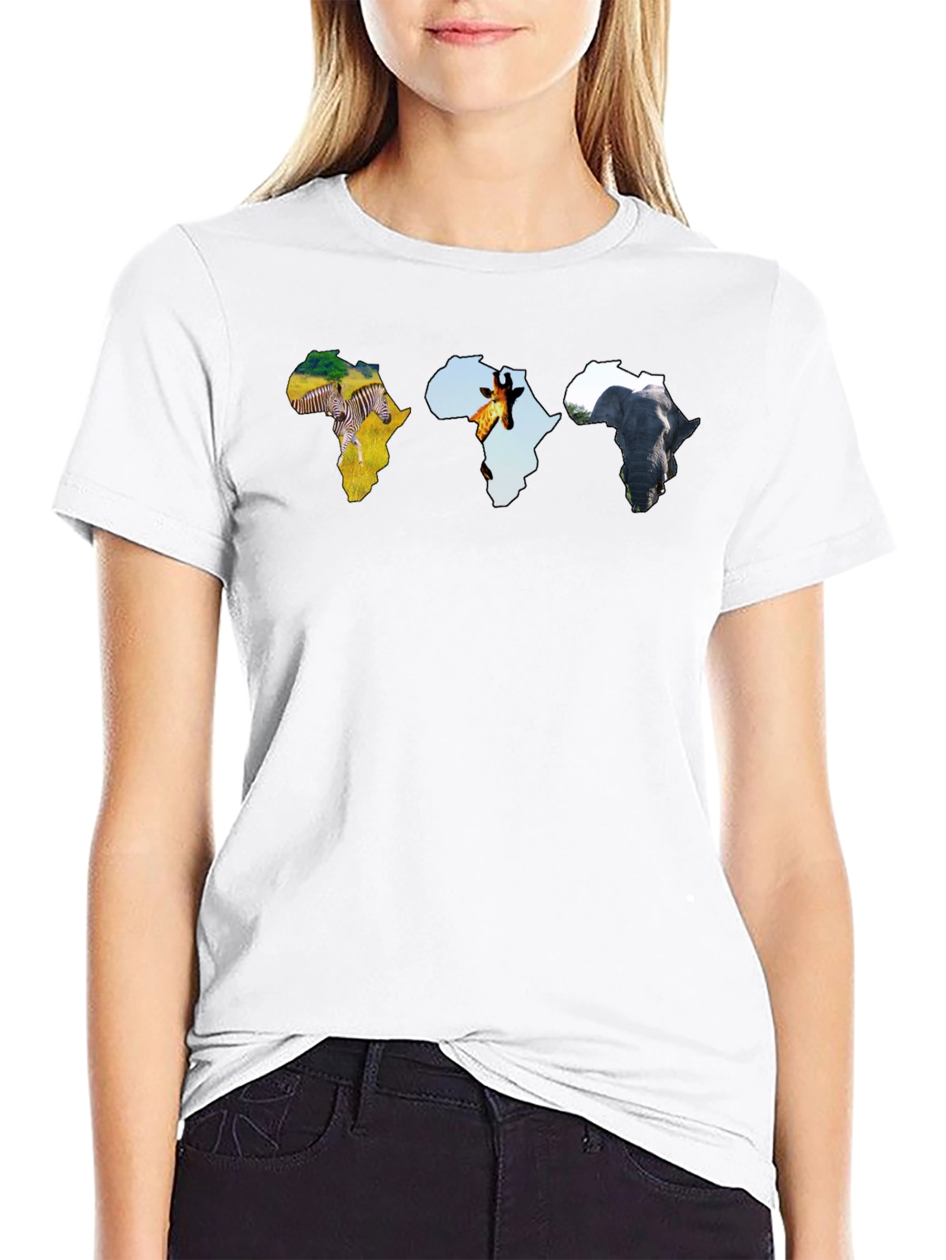 African Animals Mens Black Graphic Tee
