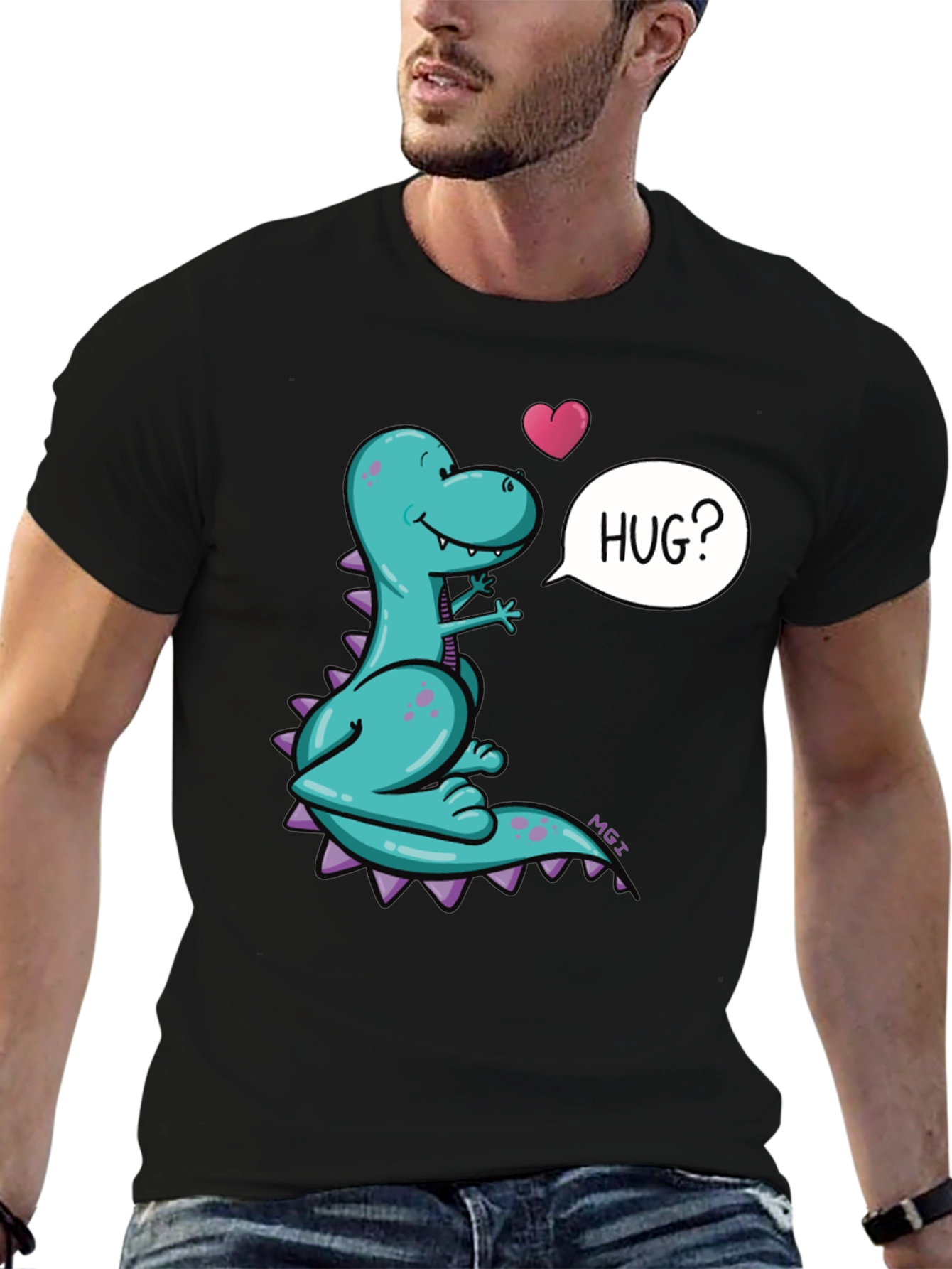 Dino Hug T-Shirt - Cartoon Dinosaur