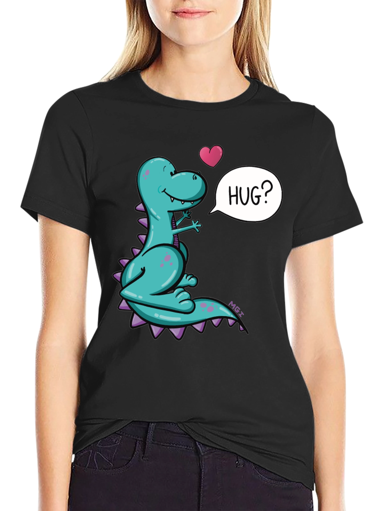 Dino Hug T-Shirt - Cartoon Dinosaur