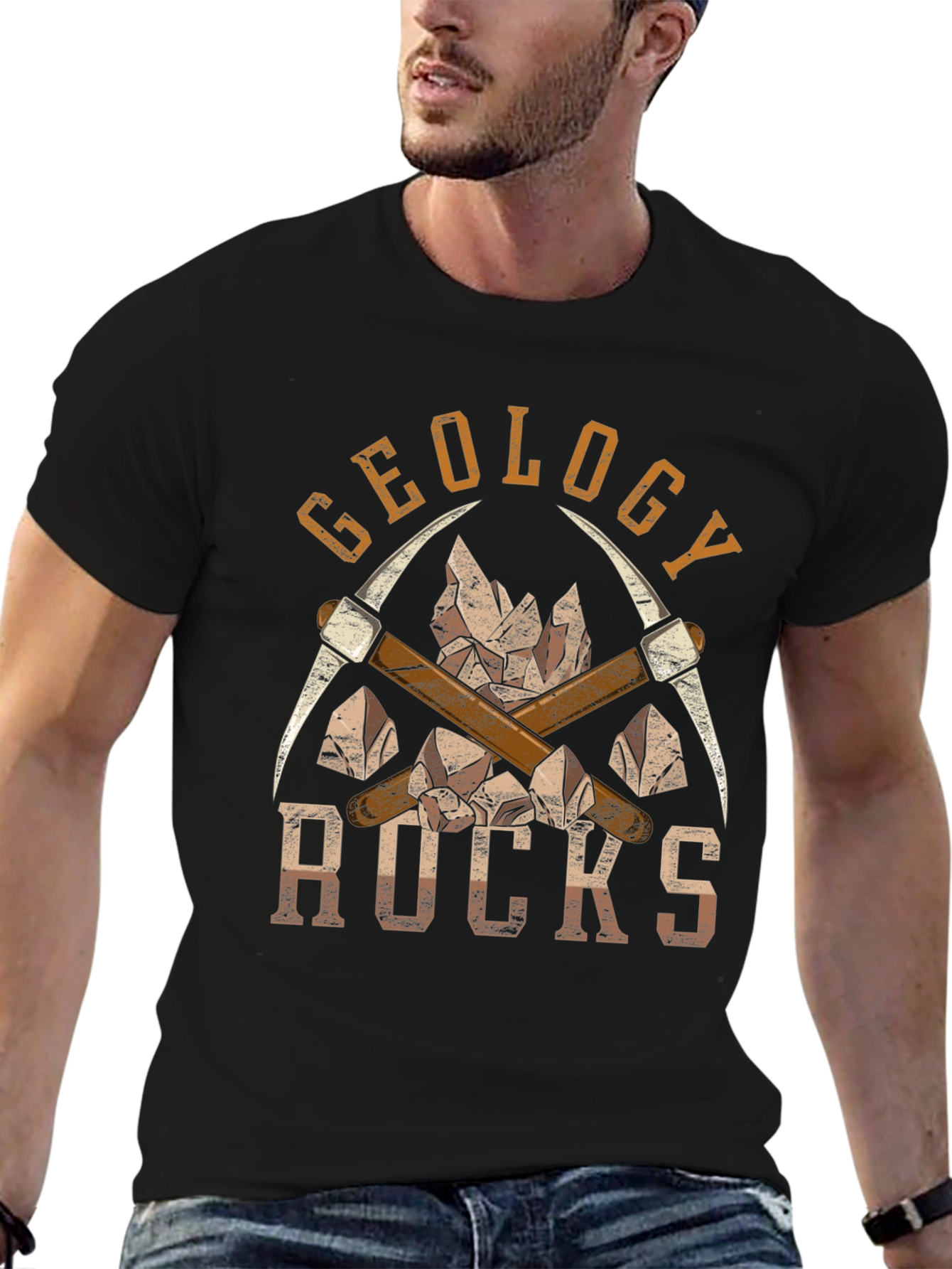 Geology Rocks T-Shirt - Pickaxe & Crystal Design
