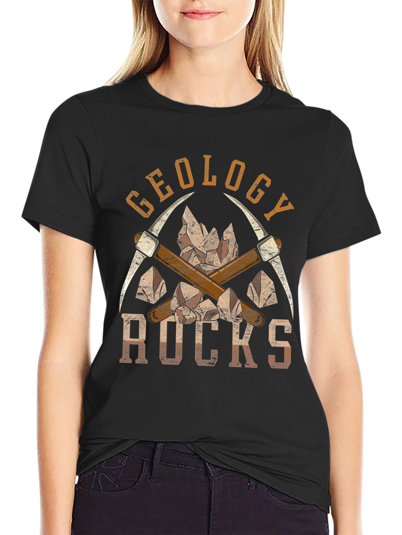 Geology Rocks T-Shirt - Pickaxe & Crystal Design
