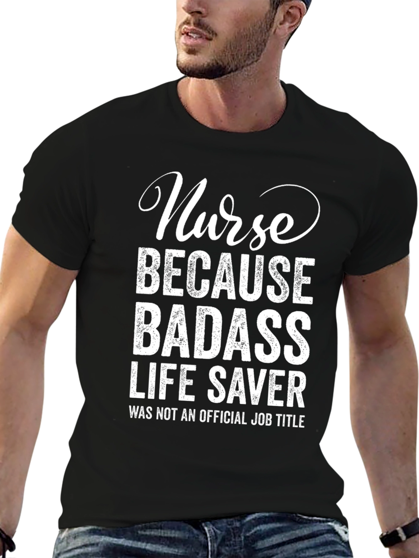 Nurse Badass Lifesaver Black Graphic Tee
