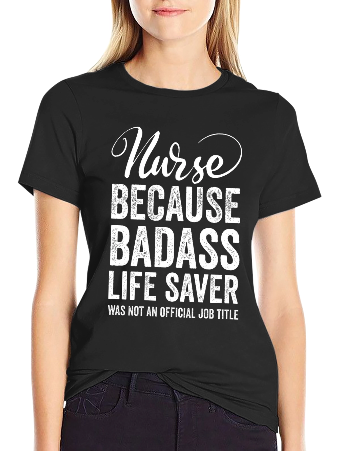 Nurse Badass Lifesaver Black Graphic Tee