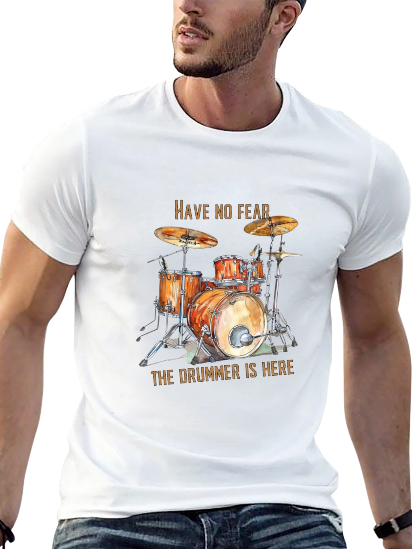 Have No Fear the Drummer is Here Black T-Shirt