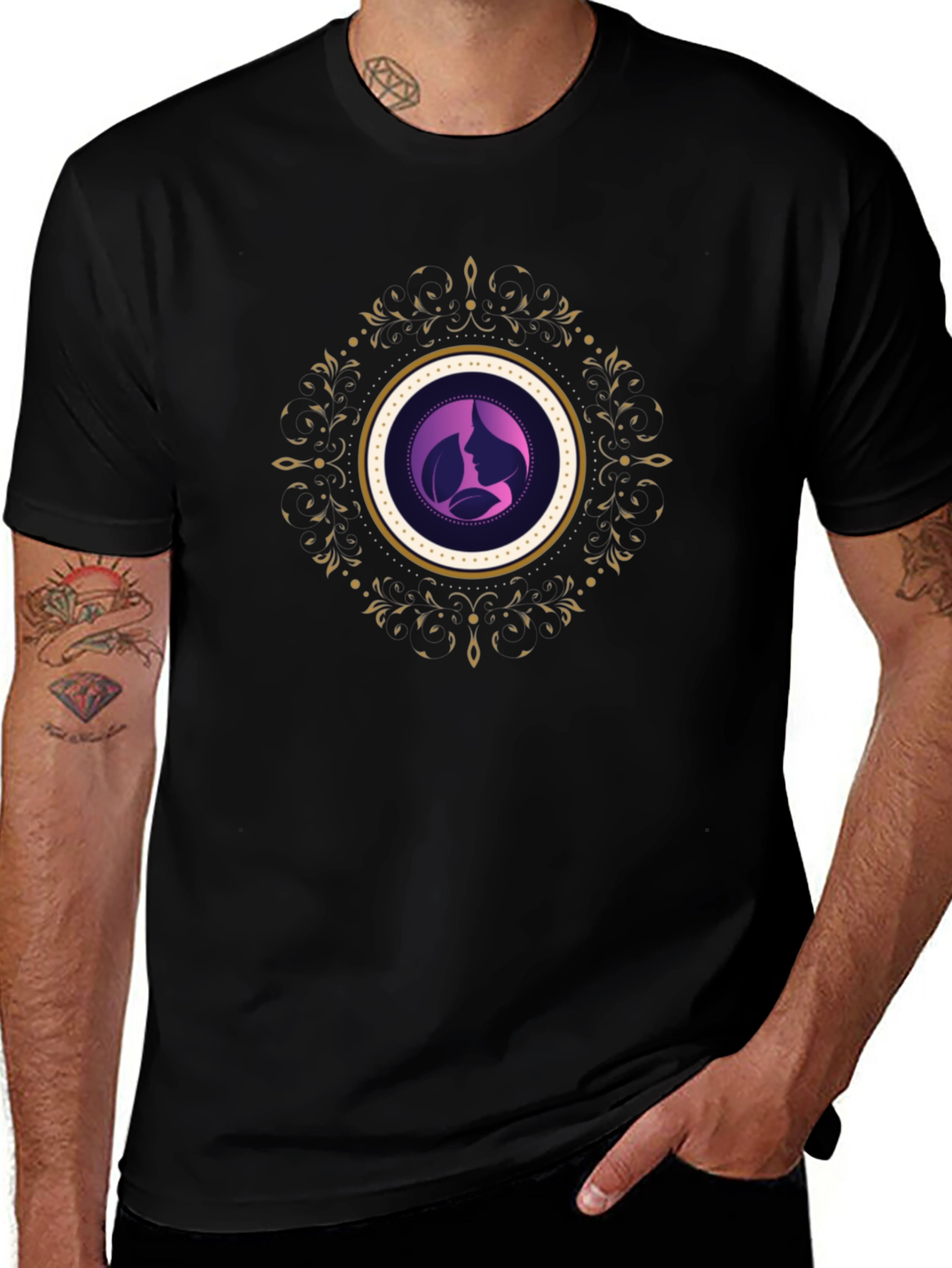 Elegant Silhouette Graphic Tee - Black