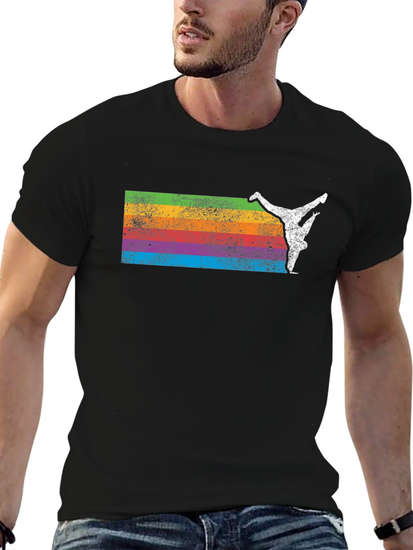 Retro Rainbow Breakdancer Graphic Tee