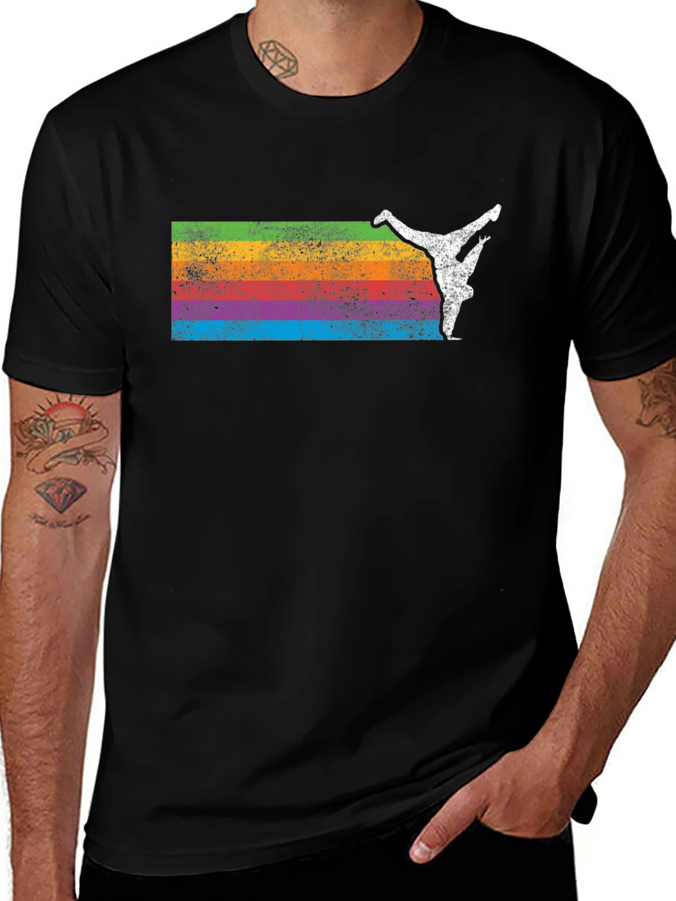 Retro Rainbow Breakdancer Graphic Tee