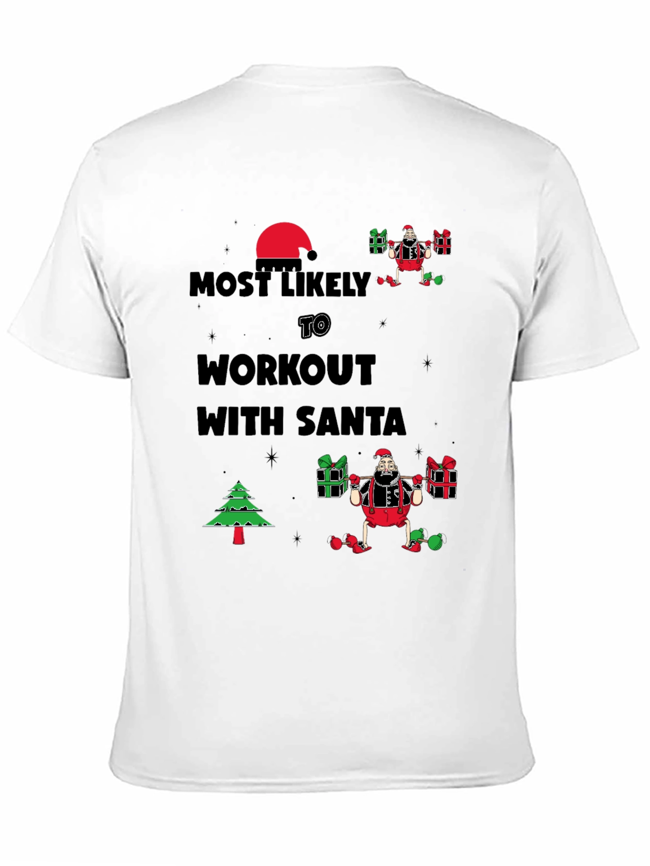 Most Likely to Workout With Santa Black T-Shirt