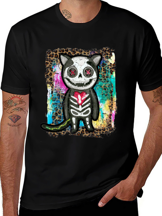 Creepy Cute Cat Skeleton Graphic Tee