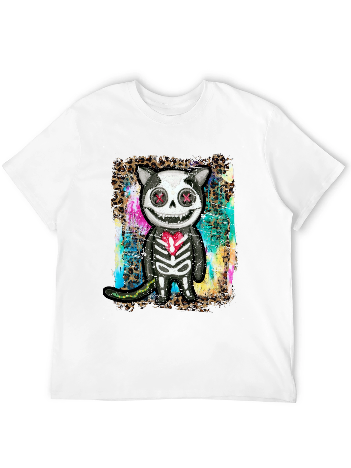 Creepy Cute Cat Skeleton Graphic Tee
