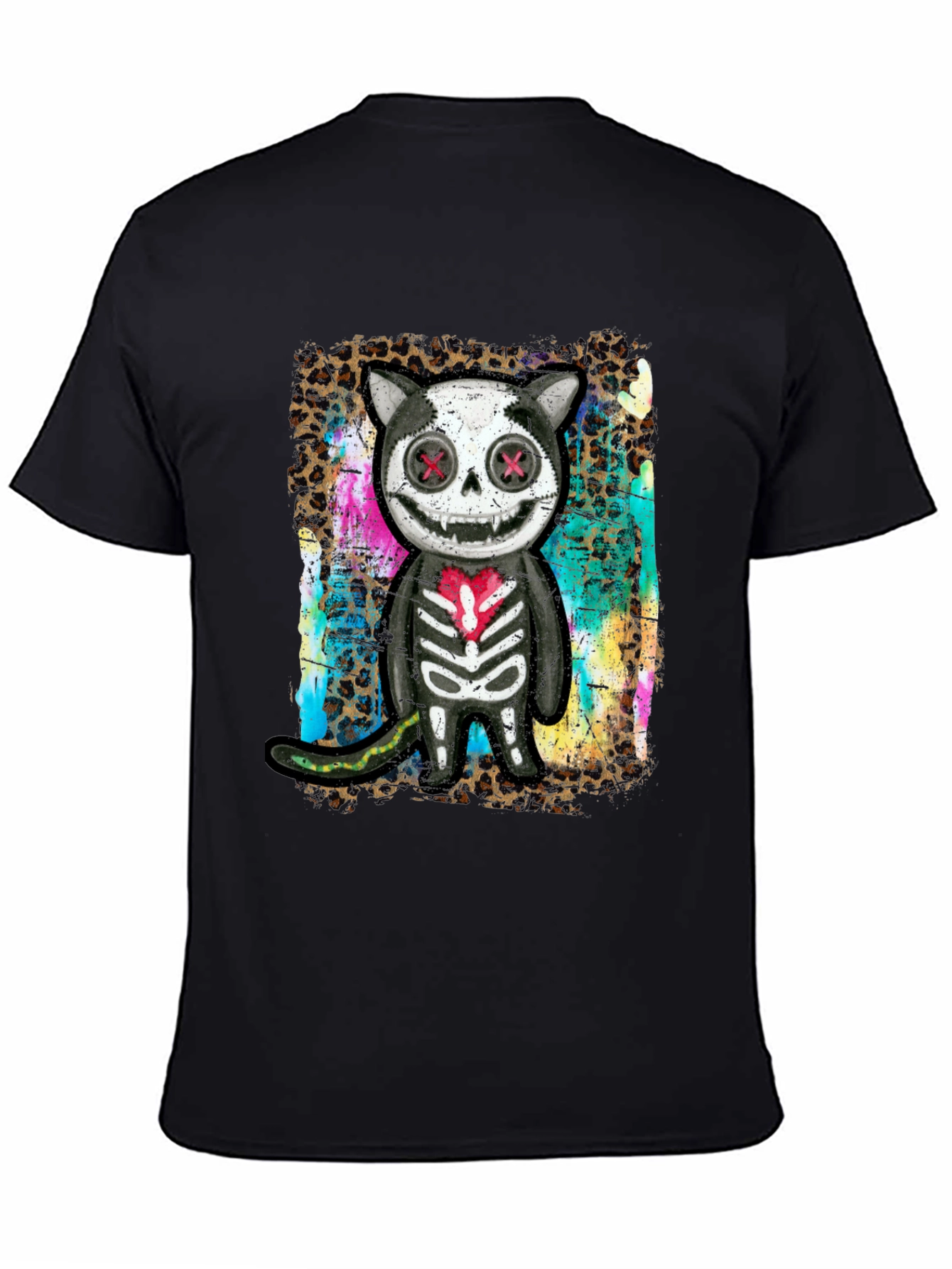 Creepy Cute Cat Skeleton Graphic Tee