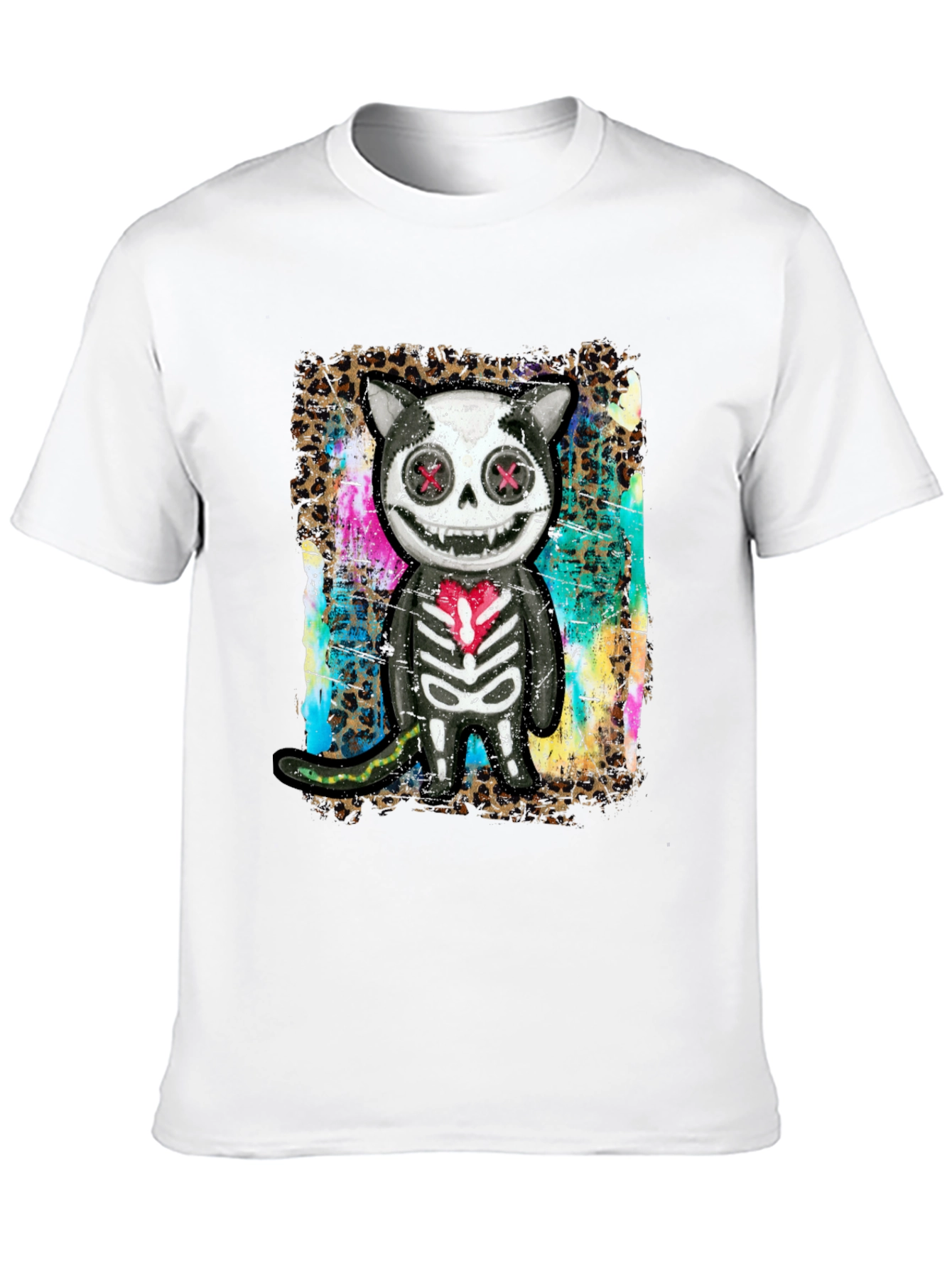 Creepy Cute Cat Skeleton Graphic Tee