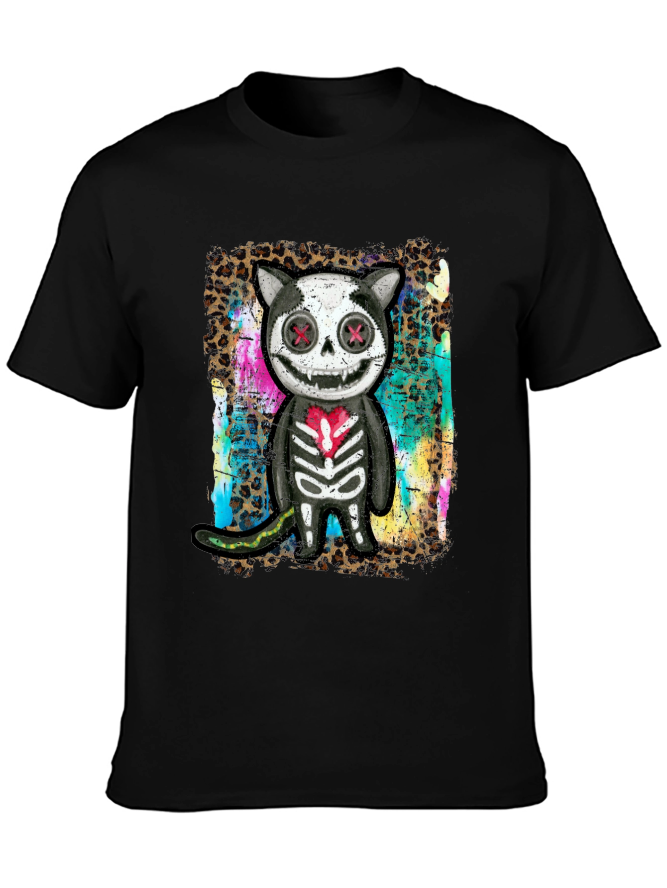 Creepy Cute Cat Skeleton Graphic Tee