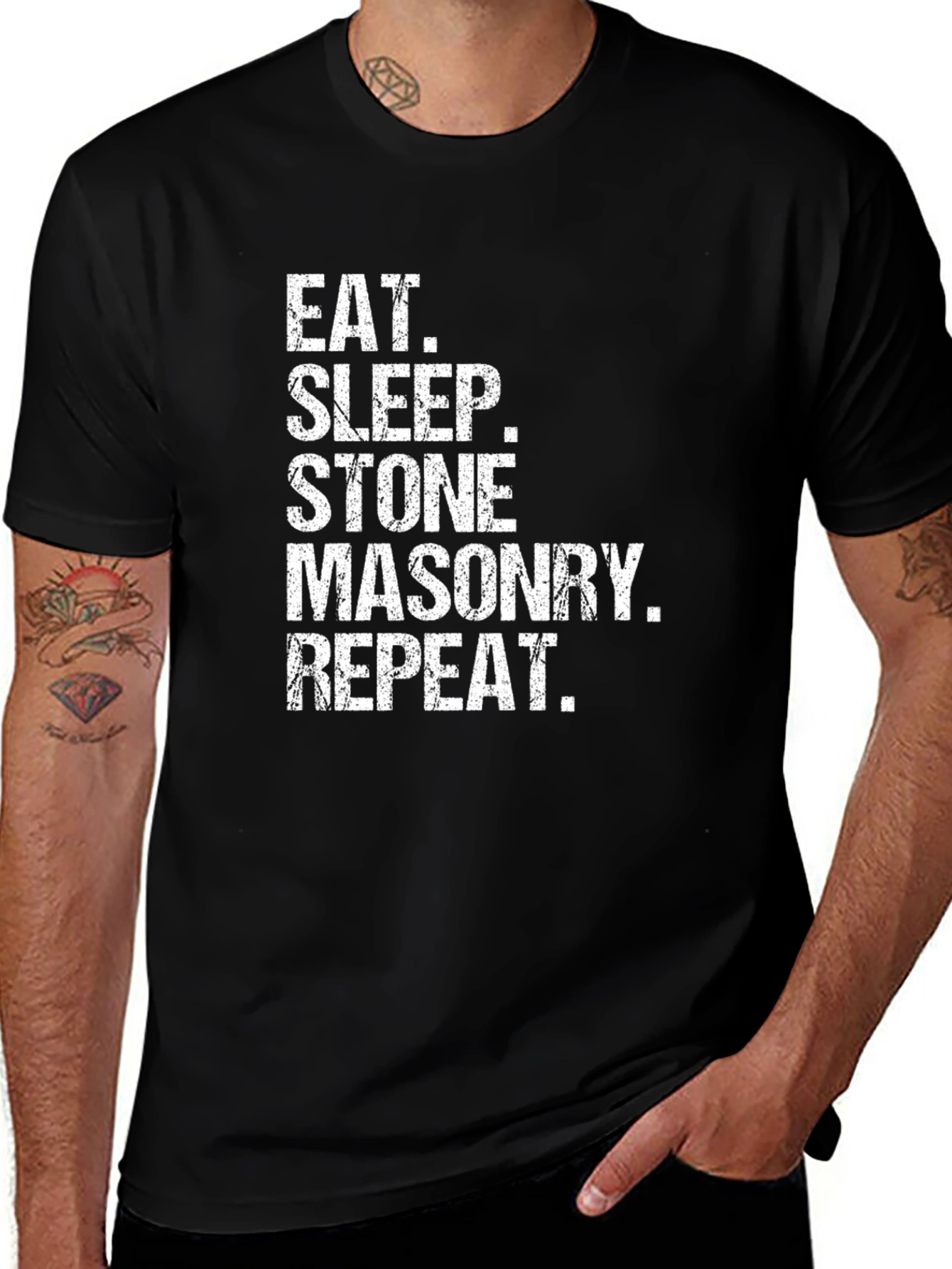 Eat Sleep Stone Masonry Repeat Graphic Tee