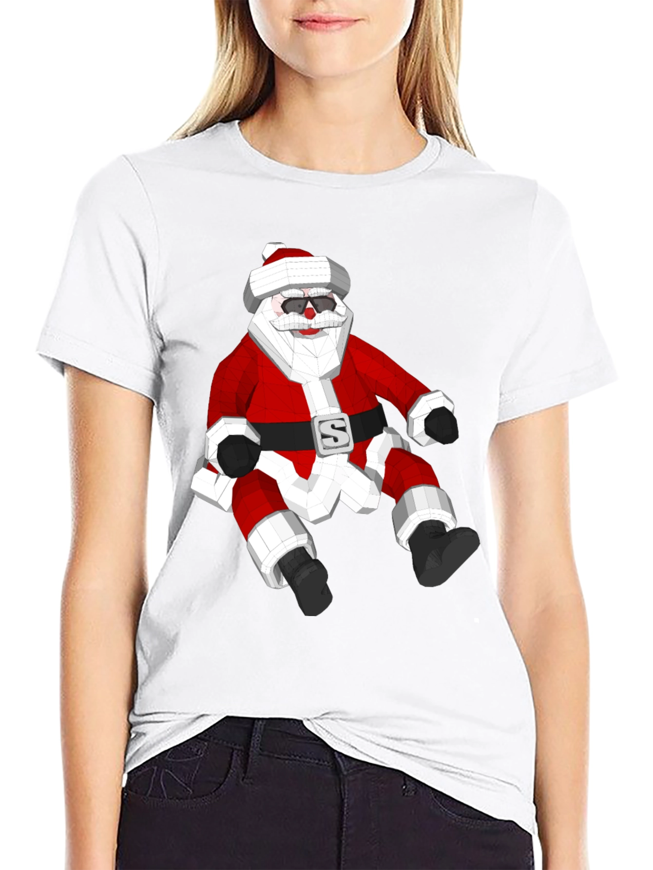 Geometric Santa T-Shirt - Holiday Style!