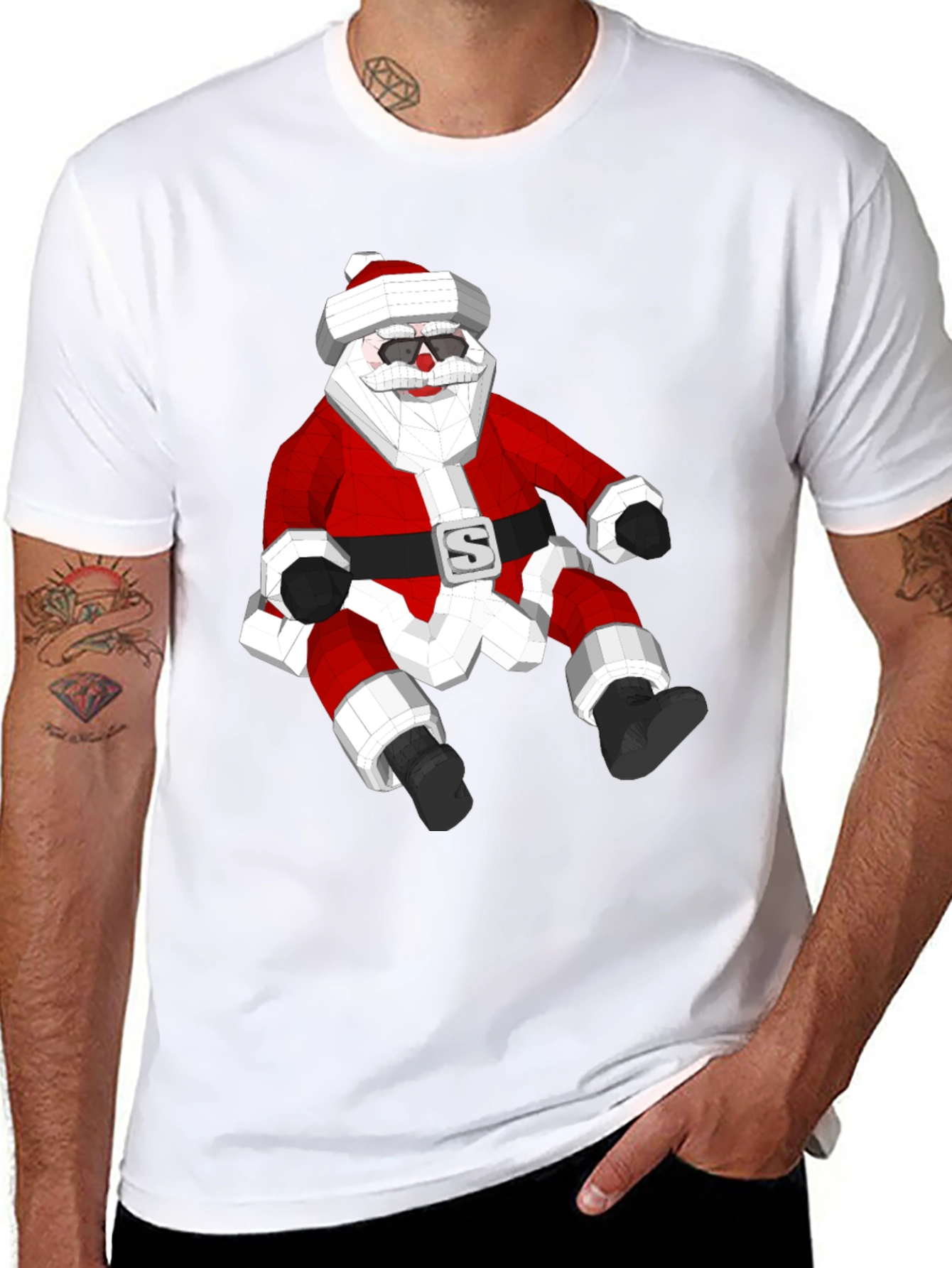 Geometric Santa T-Shirt - Holiday Style!