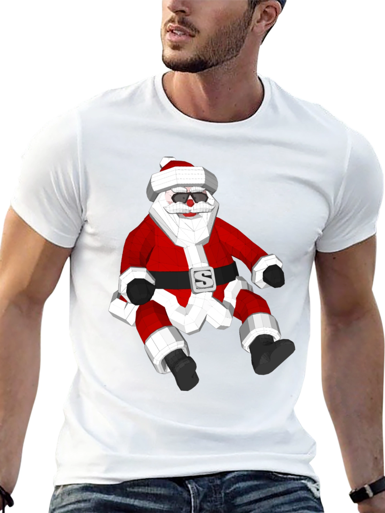 Geometric Santa T-Shirt - Holiday Style!