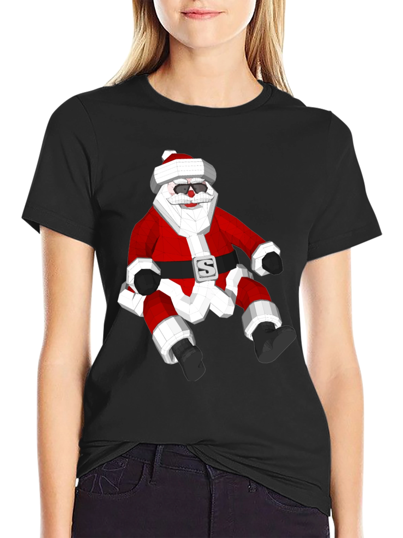 Geometric Santa T-Shirt - Holiday Style!