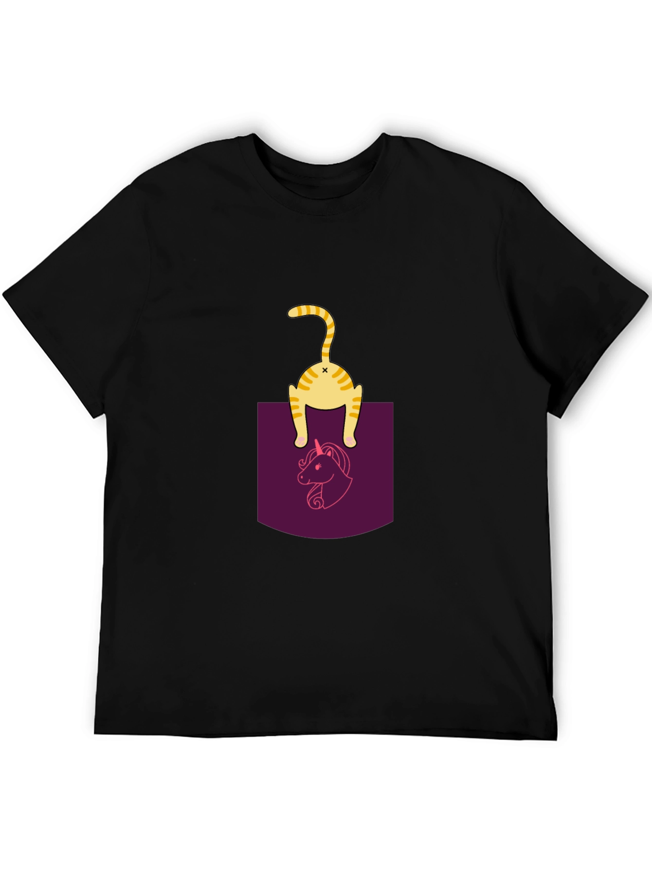Funny Cat in Pocket Unicorn T-Shirt