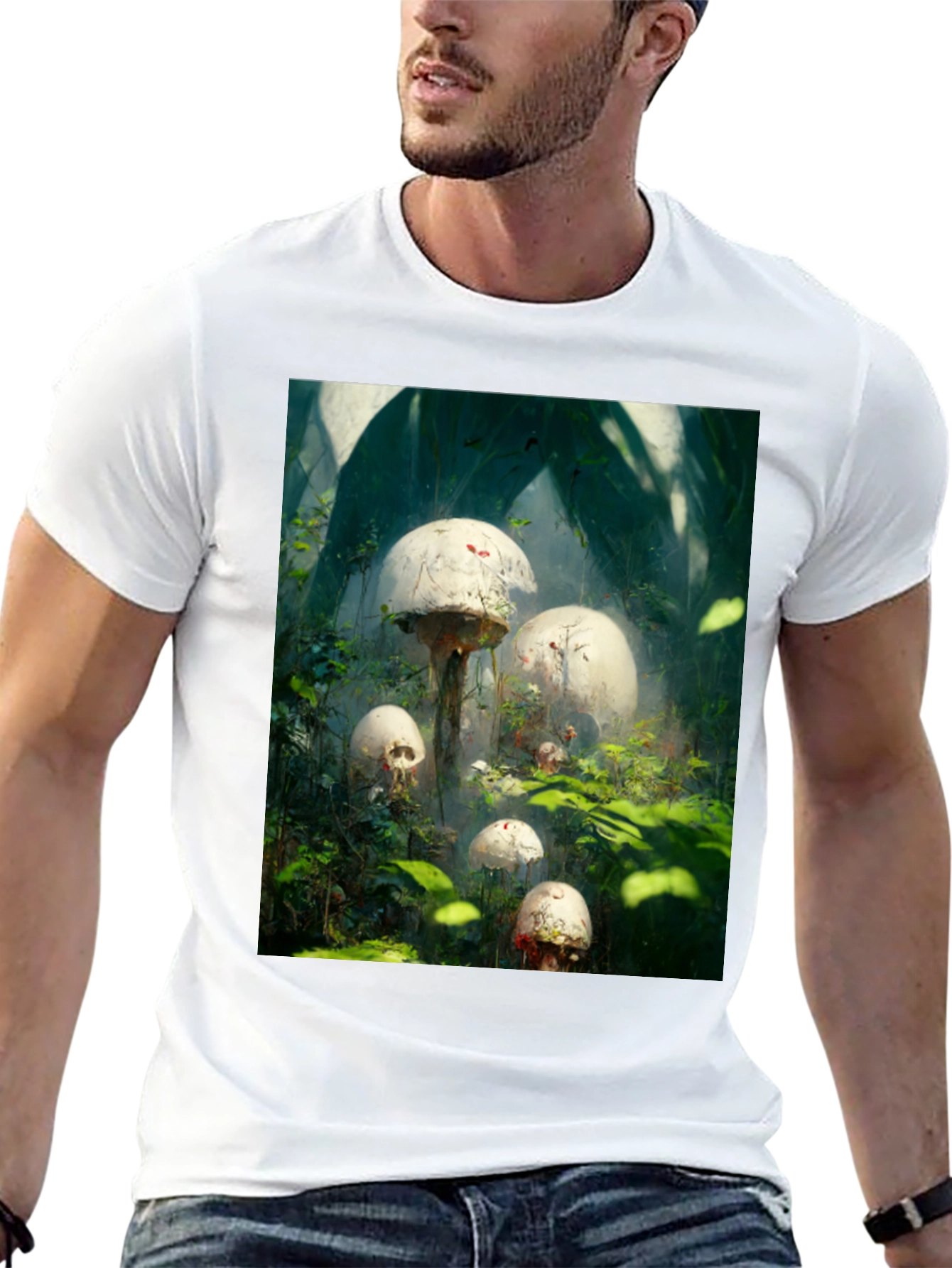 Mystic Mushroom Garden Black T-Shirt