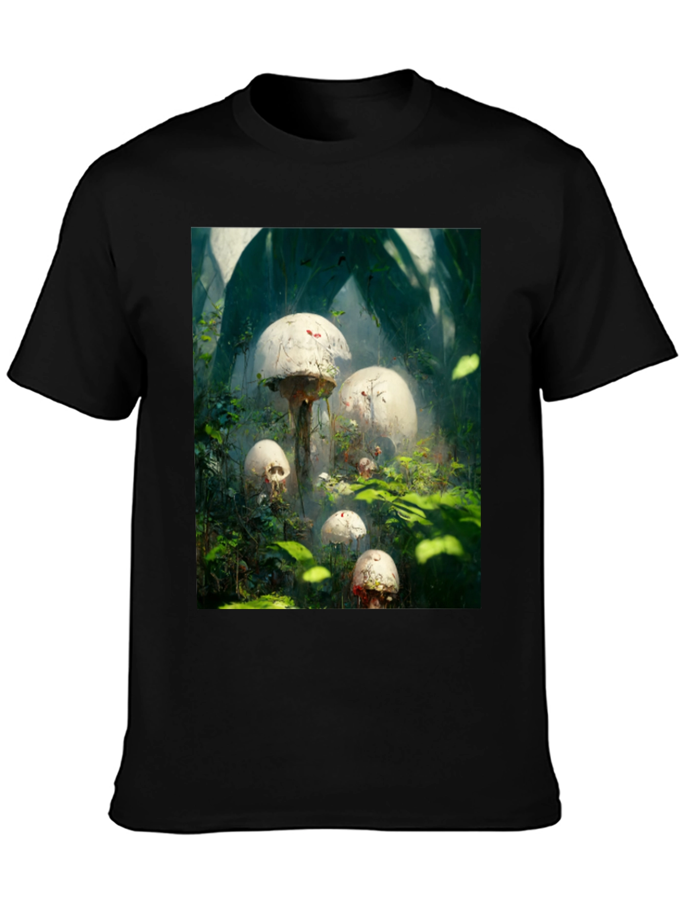 Mystic Mushroom Garden Black T-Shirt