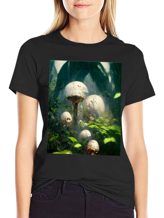 Mystic Mushroom Garden Black T-Shirt